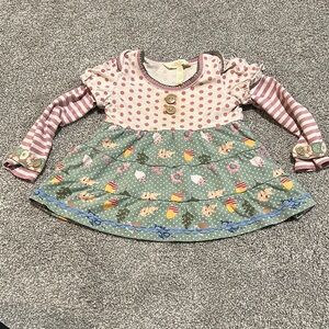 Matilda Jane long sleeve shirt‎ fall leaves acorns stripes and polka dots 18-24